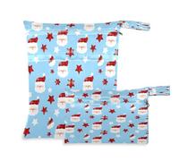 Waassud Santa's Head - Bolsa reutilizable para guardar pañales, con 2 bolsillos con cremallera para traje de baño, ropa de gimnasio