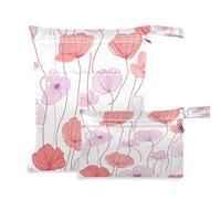 Waassud Simple Boho Blooms - Bolsa húmeda reutilizable para organizar pañales con 2 bolsillos con cremallera para traje de baño, ropa de gimnasio, multicolor, Talla única, moderno
