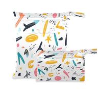 Waassud Simple Doodle Bolsa seca húmeda reutilizable Bolsas húmedas Organizador Bolsa de pañales Organizando Bolsas con 2 Bolsillos con Cremallera para Traje de Baño Ropa de Gimnasio, Multicolor,