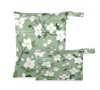 Waassud Simple Flowers - Bolsa reutilizable con diseño de flores y 2 bolsillos con cremallera para traje de baño, ropa de gimnasio