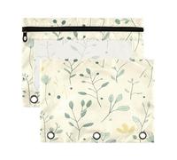 Waassud Simple Line Art - Estuche para lápices de 3 anillas, paquete de 2 estuches con cremallera suave transparente para suministros escolares, multicolor, one sizex2