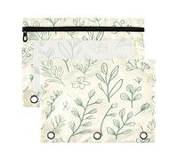 Waassud Simple Line Art - Estuche para lápices de 3 anillas, paquete de 2 estuches transparentes con cremallera suave para suministros escolares, multicolor, one sizex2