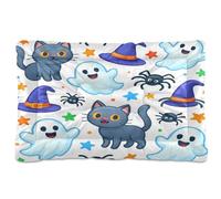 Waassud Spooky Cat - Tapete grueso para cama de perro de Halloween, antideslizante, resistente a los masticables, cama para mascotas, suave, lavable, para suelo, sofá, coche, 18 x 24 pulgadas
