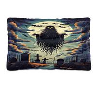 Waassud Spooky Graveyard Night - Cama gruesa para perro, antideslizante, resistente a las mordeduras, cama para mascotas, para perros, gatos, suave, lavable, para suelo, sofá, coche, 36 x 24 pulgadas