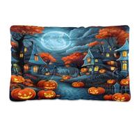 Waassud Spooky Halloween Village - Cama gruesa para perro, antideslizante, resistente a las mordeduras, cama para mascotas, para perros, gatos, suave, lavable, para suelo, sofá, coche, 18 x 24