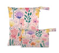 Waassud Spring Flowers - Bolsa húmeda y seca reutilizable, organizador de pañales con 2 bolsillos con cremallera para traje de baño, ropa de gimnasio