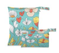 Waassud Spring Garden Illustration - Bolsa húmeda y seca reutilizable para organizar pañales con 2 bolsillos con cremallera para traje de baño, ropa de gimnasio