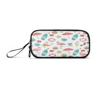 Waassud Summer Flamingos Surfboards - Estuche para lápices de gran capacidad, 3 compartimentos, bolsa de nailon con cremallera para artistas de oficina