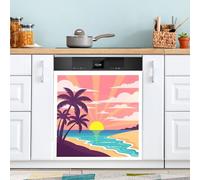 Waassud Sunset Beach - Cubierta magnética decorativa magnética para lavavajillas reutilizable para el panel frontal, 58.6 cm de ancho x 66.0 cm de alto