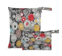 Waassud Swirl - Bolsa húmeda y seca reutilizable, organizador de pañales con 2 bolsillos con cremallera para traje de baño, ropa de gimnasio, multicolor, Talla única, moderno