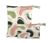 Waassud Swirling Shapes - Bolsa húmeda y seca reutilizable, organizador de pañales con 2 bolsillos con cremallera para traje de baño, ropa de gimnasio
