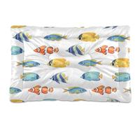 Waassud Tapete grueso para cama de perro con diseño de peces tropicales, antideslizante, resistente a los masticables, para perros, gatos, suave, lavable, para suelo, sofá, coche, 36 x 24 pulgadas