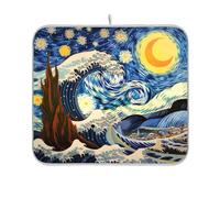 Waassud The Starry Night Art - Tapete de secado de platos, absorbente, antideslizante, para encimera de cocina, tapete de secado de platos, artículos esenciales de cocina, 18 x 16 pulgadas