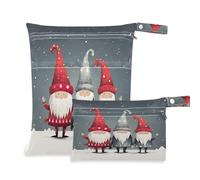 Waassud Three Santas - Bolsa de secado húmedo reutilizable para organizar pañales con 2 bolsillos con cremallera para traje de baño, ropa de gimnasio, multicolor, Talla única, moderno