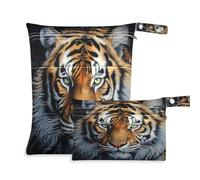 Waassud Tiger Head - Bolsa reutilizable para guardar pañales, organizador de pañales con 2 bolsillos con cremallera para traje de baño, ropa de gimnasio