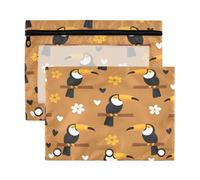 Waassud Tucanes - Estuche para lápices para carpeta de 3 anillas, paquete de 2 estuches transparentes con agujeros reforzados, cremallera suave, impermeable, organizador de suministros escolares y de