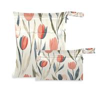 Waassud Tulip Bolsa de pañales reutilizable para pañales húmedos y secos con 2 bolsillos con cremallera para traje de baño, ropa deportiva, multicolor, talla única, moderna, multicolor, talla única,