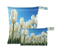 Waassud Tulip Sunny - Bolsa organizadora reutilizable para pañales con 2 bolsillos con cremallera para traje de baño, ropa de gimnasio