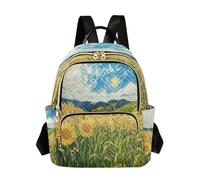 Waassud Van Gogh's Fields - Mochila para mujer, ligera, casual, acolchada, mochila de viaje para el trabajo, el gimnasio, la universidad, talla S, multicolor, S, moderno