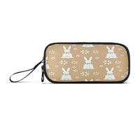 Waassud White Bunny Daisy - Estuche para lápices de gran capacidad, 3 compartimentos, bolsa de nailon con cremallera para artistas de oficina