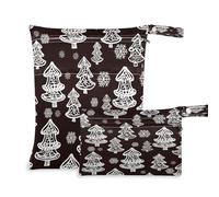 Waassud White Christmas Trees - Bolsa húmeda y seca reutilizable con 2 bolsillos con cremallera para traje de baño, ropa de gimnasio