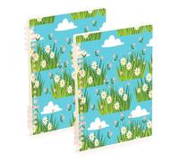 Waassud White Daises Cloud - Cuadernos en espiral recargables A5 rayados, 2 unidades