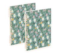 Waassud White Daises - Cuadernos de espiral rellenables, tamaño A5, 2 unidades