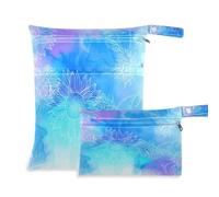 Waassud White Line Art Flowers - Bolsa reutilizable con diseño de flores, organizador de pañales con 2 bolsillos con cremallera para traje de baño, ropa de gimnasio