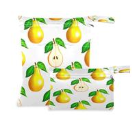 Waassud Yellow Pears (2) bolsas húmedas y secas reutilizables, organizadoras de pañales con 2 bolsillos con cremallera para traje de baño, ropa de gimnasio