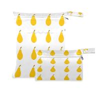 Waassud Yellow Pears - Bolsa organizadora reutilizable para pañales con 2 bolsillos con cremallera para traje de baño, ropa de gimnasio, multicolor, Talla única, moderno