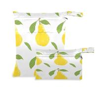 Waassud Yellow Pears - Bolsa organizadora reutilizable para pañales con 2 bolsillos con cremallera para traje de baño, ropa de gimnasio