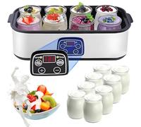 WaaYb Yogurtera Automática Ultimate de 1400 ml con 8 Frascos de Vidrio, Control de Temperatura y Tiempo Ajustables, Yogurtera Probiótica para Cocina y Hogar