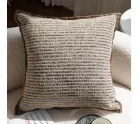 Wabi-sabi Funda De Almohada Estética, Funda De Cojín De Poliéster Texturizado De 18.0 X 18.0 In, Funda De Almohada Decorativa Suave De Lujo Con Cremallera (Size:Pack of 2,Color:Raya texturizada beige)