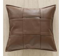 Wabi-sabi Funda De Almohada Estética, Funda De Cojín De Poliéster Texturizado De 18.0 X 18.0 In, Funda De Almohada Decorativa Suave De Lujo Con Cr(Size:Pack of 2,Color:Tejido de piel sintética marrón)