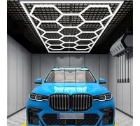 WABMJGW Luces de garaje hexagonales, 14 luces LED de techo hexagonales de 672 W y 73920 lúmenes, LED ultrabrillantes de nido de abeja, 4,85 x 2,43 m,for talleres, detallado de coches,oficinas