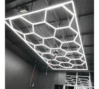 WABMJGW Luces LED hexagonales for garaje, luz de techo LED de panal de 672 W y 14 rejillas, luz ultrabrillante de 6500 K for detalles de vehículos, 4,85 x 2,43 m, marco rectangular