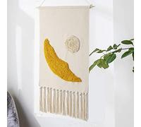 WABMJGW Tapiz para colgar en la pared de macramé azteca, bohemio, elegante, hecho a mano, con borlas, tapices de macramé de algodón y lino, arte de pared para guardería, dormitorio, B-50 x 70 cm