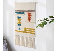 WABMJGW Tapiz para colgar en la pared de macramé azteca, bohemio, elegante, hecho a mano, con borlas, tapices de macramé de algodón y lino, arte de pared, decoración del hogar,E-50 x 70 cm