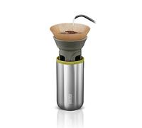 WACACO Cafetera de filtro Cuppamoka, cafetera portátil con termo, pequeña máquina de filtro con 10 filtros de papel cónico, operación manual, máquina de filtro de café de acero inoxidable, 10 FL oz