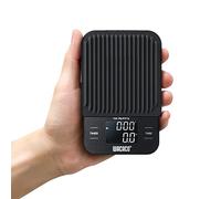 WACACO Exagram Báscula de Café con Temporizador, 0.1g/2kg Alta Precisión, Botón Táctil Báscula de Cocina Plataforma de Acero Inoxidable, Peso/Tara, Auto apagado, Negro (Pilas no incluidas)