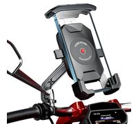 WACCET Soporte Movil Moto 360° Rotación Soporte Telefono Motocicleta Durable Anti Vibración Porta Movil Scooter Retrovisor Resistente al Óxido Portamoviles Moto para Móvil 4-7 Pulgada (Negro)