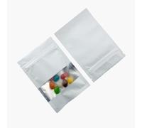 WACCOMT Pack 100 Bolsas de Aluminio Mate Resellables con Ventana Transparente Mylar Termosellable con Cierre de Cremallera para Almacenaje (Blanco Mate, 8x12cm (3.1x4.7 inch))