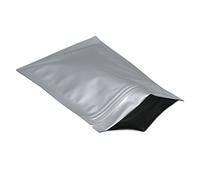 WACCOMT Pack 100 bolsas planas de Mylar con cierre de cremallera, para almacenamiento de alimentos, reutilizables, plateadas, de aluminio, con muesca de desgarro, 8,5 x 14 cm