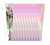 WACCOMT Pack 60 Bolsas Holográficas para Ramo de Flores, 45x12x3cm | Plástico Transparente, Mangas de Envoltura de Flores, Para Graduación, Boda, Regalo de Cumpleaños