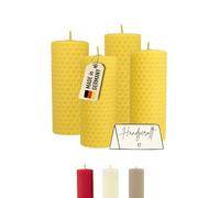 Wachsmann Juego de 4 velas de Adviento, 100% cera de abejas, enrolladas a mano, fabricadas en Alemania, color amarillo, velas de cera de abejas con 6 horas de combustión, velas para Navidad (4 x 10 cm