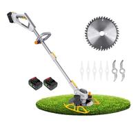 Wacker eléctrico para malas hierbas, cortadora de césped inalámbrica 3 en 1 y herramienta de césped, pivote de cabeza de 90°, cargador rápido, incluye 3 tipos de cuchillas para patio y jardín