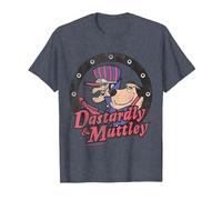 Wacky Races Dastardly & Mutley Circle Camiseta, Hombre, Azul Jaspeado, L