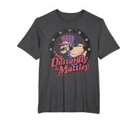 Wacky Races Dastardly & Mutley Circle Camiseta, Hombre Tallas Grandes, Jaspeado Oscuro, 4X Alto