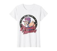 Wacky Races Dastardly & Mutley Circle Camiseta, Mujer, Blanco, XL