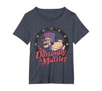 Wacky Races Dastardly & Mutley Circle Camiseta, Mujer Tallas Grandes, Azul Jaspeado, 3XL Grande
